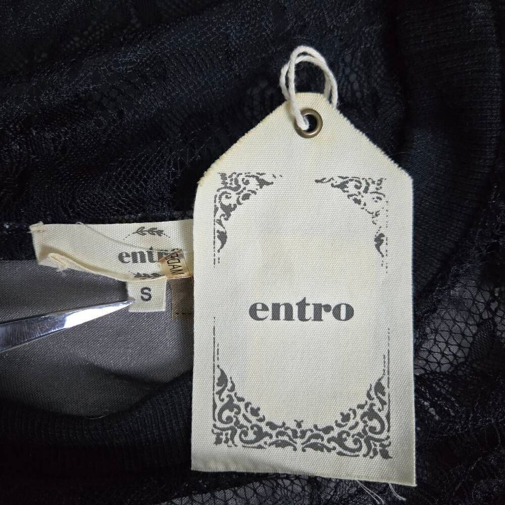 Entro Womens Crushed Velvet Dress Size Small Lace Grey Witchy Whimsigoth NWT - Picture 4 of 8